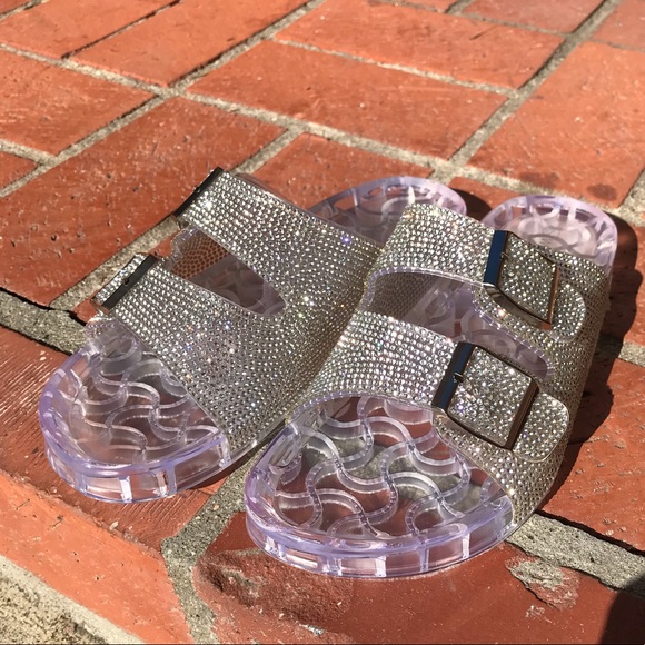Rhinestone Clear Jelly Footbed Sandals - Picture 13 of 16